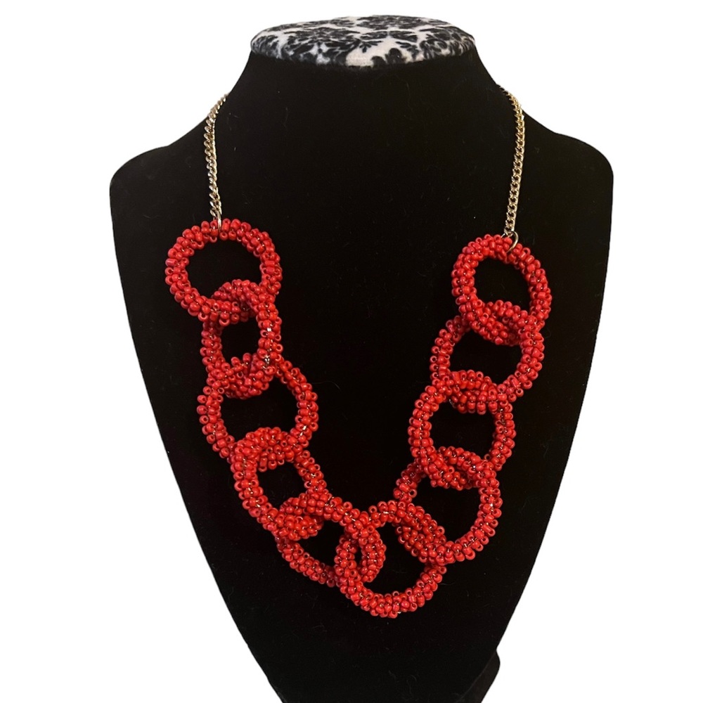 Jessica Simpson red beaded necklace